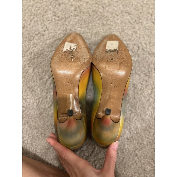 Casadei Vintage 80s Rainbow Pumps Multicolor Sz 6.5 - Picture 5 of 6